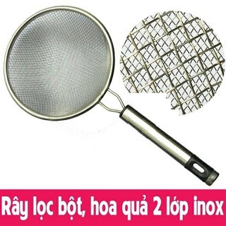 Rây Lưới Inox 2 Lớp Lọc Thức Ăn  Có Tay Cầm Tiện Lợi