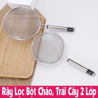 Rây Lưới Inox 2 Lớp Lọc Thức Ăn  Có Tay Cầm Tiện Lợi