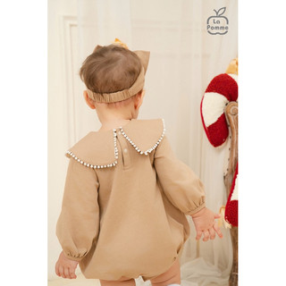 La pomme AW2024 Body dài tay La Pomme ấm áp dễ thương - Be, băng đô 0-12m