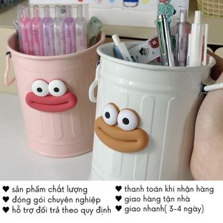 Hộp Đựng Bút Để Bàn Dán Sticker Nổi Cute Ống Đa Năng Kệ Trang Trí Decor Timo DDT44