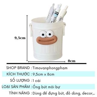 Hộp Đựng Bút Để Bàn Dán Sticker Nổi Cute Ống Đa Năng Kệ Trang Trí Decor Timo DDT44