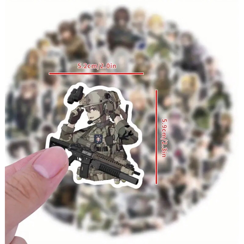 100 sticker nhân vật Anime nữ phong cách quân nhân rất đẹp sticker chống nước hình dán, sticker dán mũ bảo hiểm