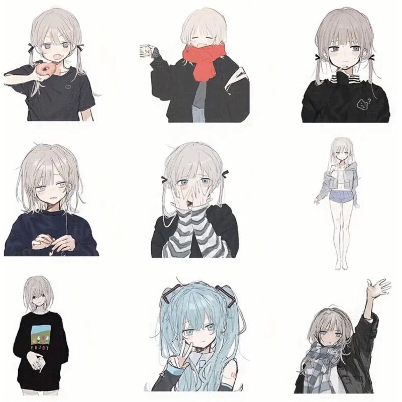 Bộ 100 sticker nhân vật anime phong cách Yandere miếng dán chống nước dùng để trang trí điện thoại ,mũ bảo hiểm,vali....