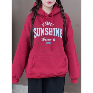 Áo hoodie nữ nam khoác nỉ KONOVA form rộng tay bồng in chữ SUNSHINE