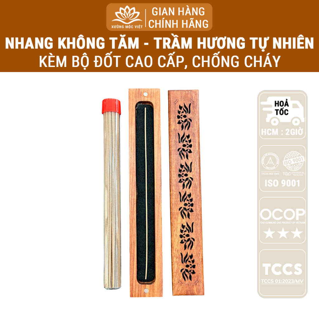 Ảnh Nhang trầm hương Không Tăm cao cấp chất lượng OCOP, ISO 9001 Xưởng Mộc Việt - Ống khoảng 90 cây 1