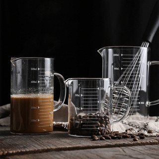 Cốc đong thuỷ tinh chia vạch 350ml 500ml 1000ml Ca đong định lượng nắp gỗ Ly đong thủy tinh chịu nhiệt Pha cà phê DODO