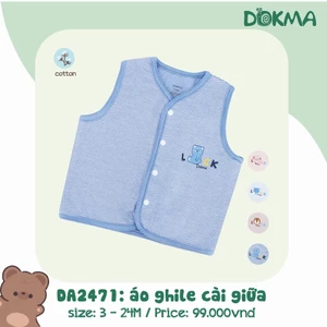 Áo Gile Cotton Hoạ Tiết Cài Giữa Dokma Cho Bé DA2471