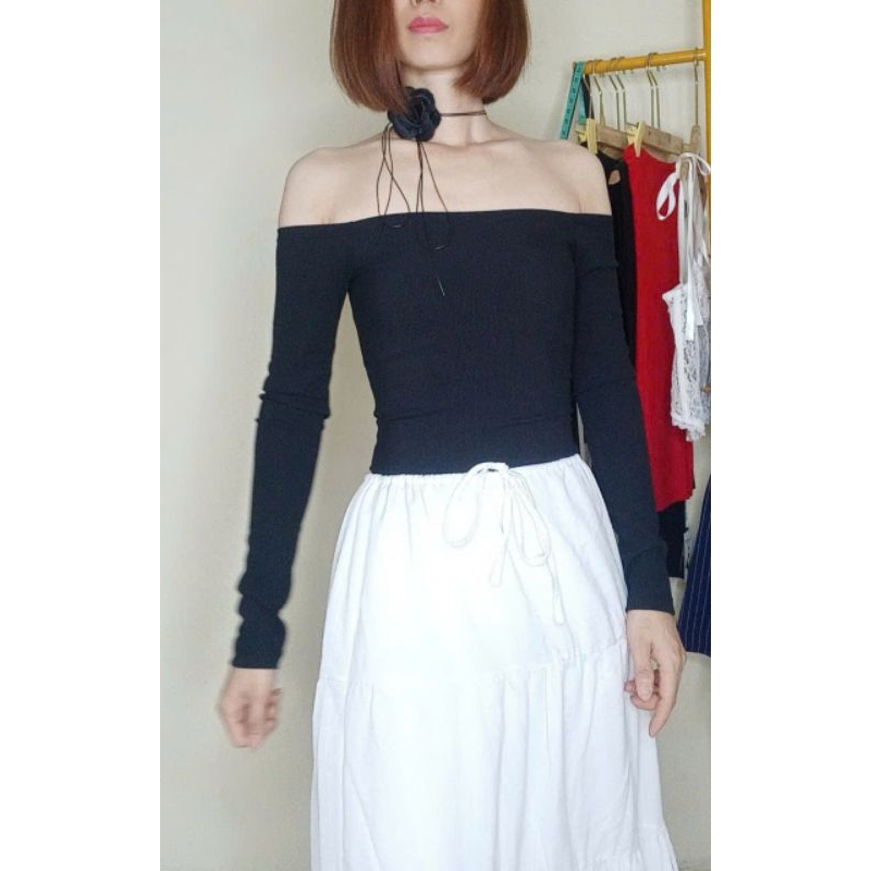 Vòng cổ choker mặt hoa hồng lụa có dây buộc dài, Phụ kiện thời trang nữ xinh xắn