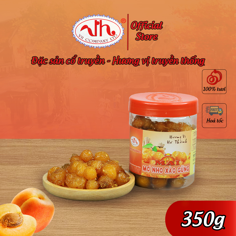 Ô Mai Mơ Nho Xào Gừng Vạn Hương Chuẩn Vị Truyền Thống hộp (350gr, 200gr), túi zip (100gr)