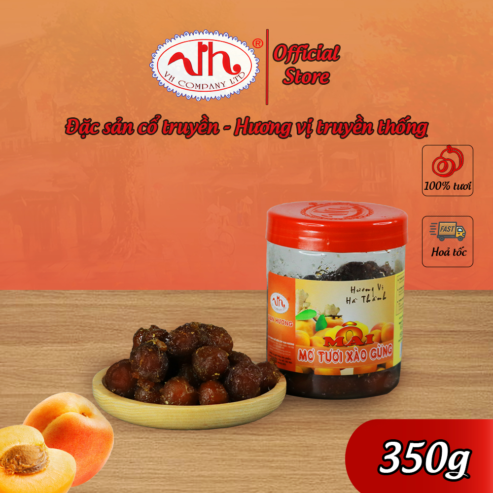 Ô mai Mơ Tươi Xào Gừng Vạn Hương Chuẩn Vị Truyền Thống hộp (350gr, 200gr), túi zip (100gr)