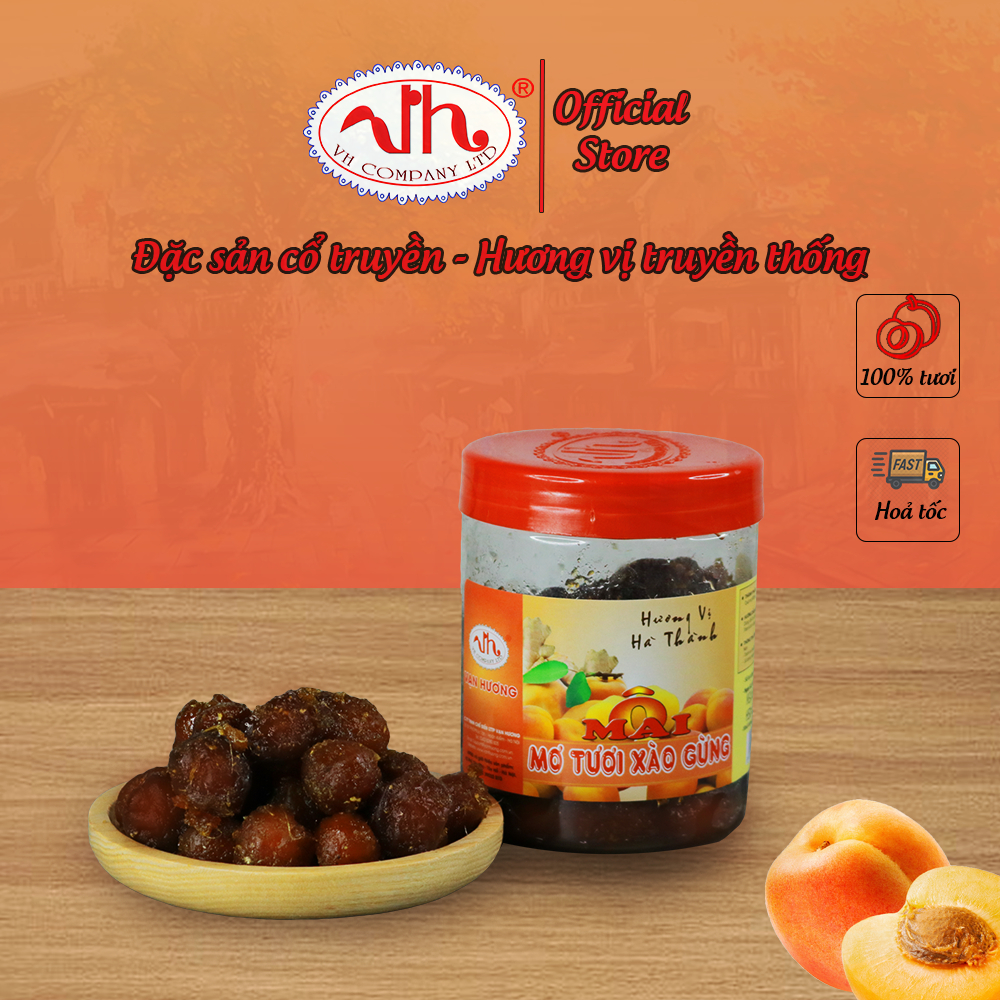 Ô mai Mơ Tươi Xào Gừng Vạn Hương Chuẩn Vị Truyền Thống hộp (350gr, 200gr), túi zip (100gr)