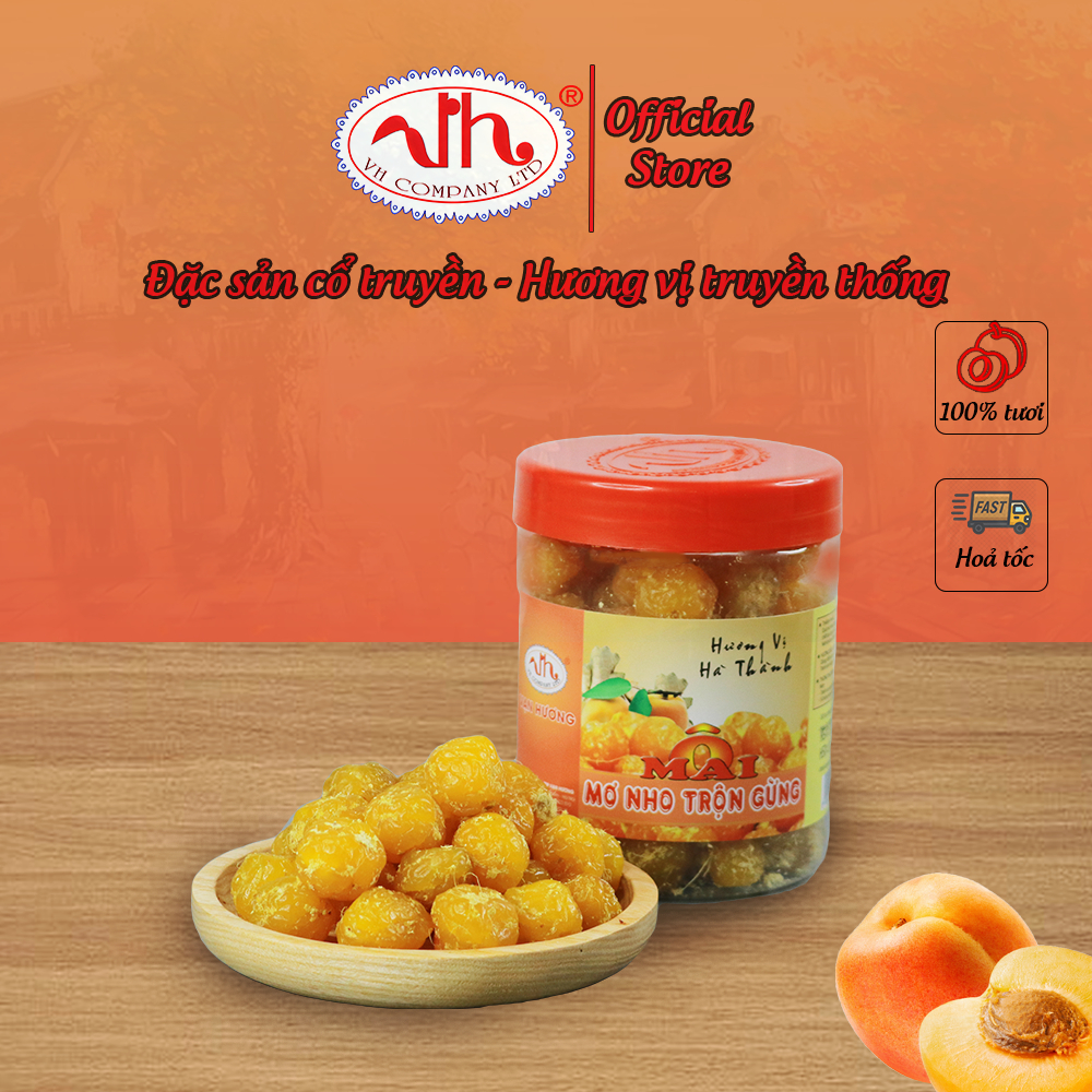 Ô Mai Mơ Nho Trộn Gừng Vạn Hương Chuẩn Vị Truyền Thống hộp (350gr, 200gr), túi zip (100gr)