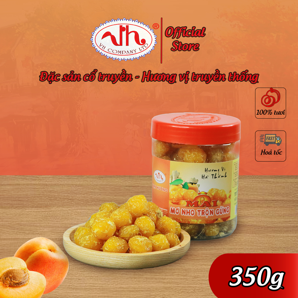 Ô Mai Mơ Nho Trộn Gừng Vạn Hương Chuẩn Vị Truyền Thống hộp (350gr, 200gr), túi zip (100gr)