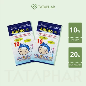 Miếng dán hạ sốt Aikido Gel Cool Patch chườm mát khi bị sốt nóng, say nắng (3 gói x 2 miếng)