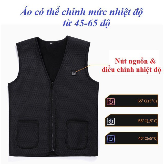 Áo Sưởi Ấm TaKi Công Nghệ Nhật Bản 2024 Áo Khoác Điện Ghile Sử Dụng Điện Từ Pin Dự Phòng