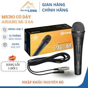 Micro Có Dây Ariang 3.6A Giá Rẻ Chất Âm Trầm Ấm, Chống Hú, Tiếng Thoát Mạnh,.. dây dài 5m