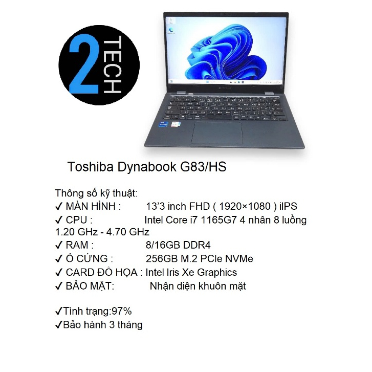 Laptop siêu nhẹ Toshiba Dynabook G83/HS | Core i7 1165G7 Laptop siêu nhẹ Toshiba Dynabook G83/HS | Core i7 1165G7