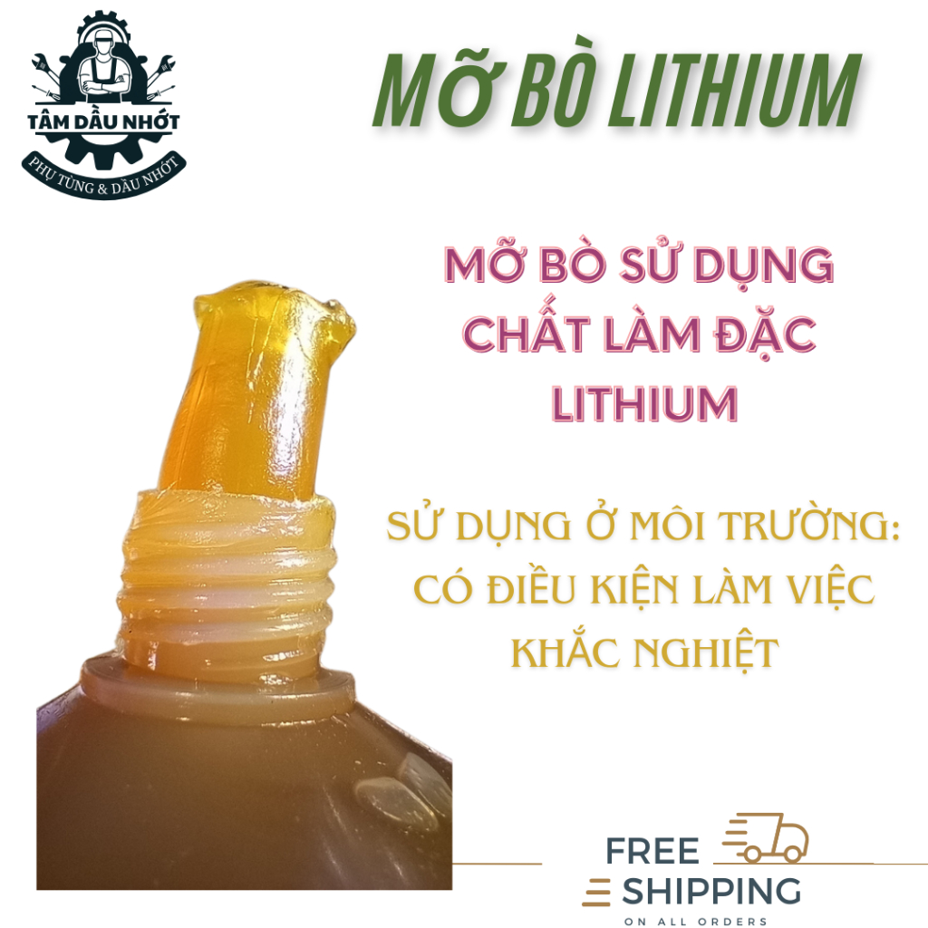 Mỡ sâu, mỡ bò bôi trơn chịu nhiệt đóng chai dạng con sâu Grease Lithium NLGI số 3 - 400g