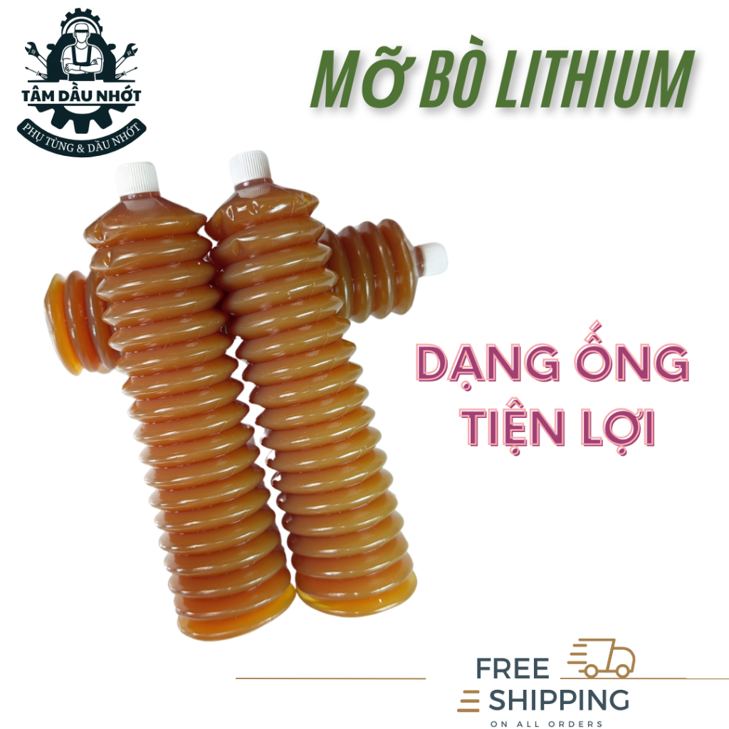 Mỡ sâu, mỡ bò bôi trơn chịu nhiệt đóng chai dạng con sâu Grease Lithium NLGI số 3 - 400g