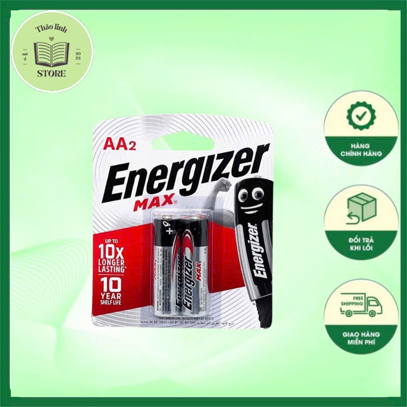 Vỉ 2 viên Pin Energizer AA MAX LR6 (Pin tiểu) – Vỉ 2 viên Pin Energizer AAA MAX LR03 (Pin đũa)