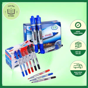 Bút lông dầu 2 đầu bút Thiên Long PM-09 hộp 10 bút mực nhanh khô, ra đều, bám dính tốt thích hợp cho văn phòng, học sinh