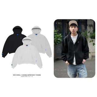 Áo Double Zipper Boxy Hoodie NOCTURNAL Vải 2 Da Chống Nắng Hindless Fabric Unisex Local Brand