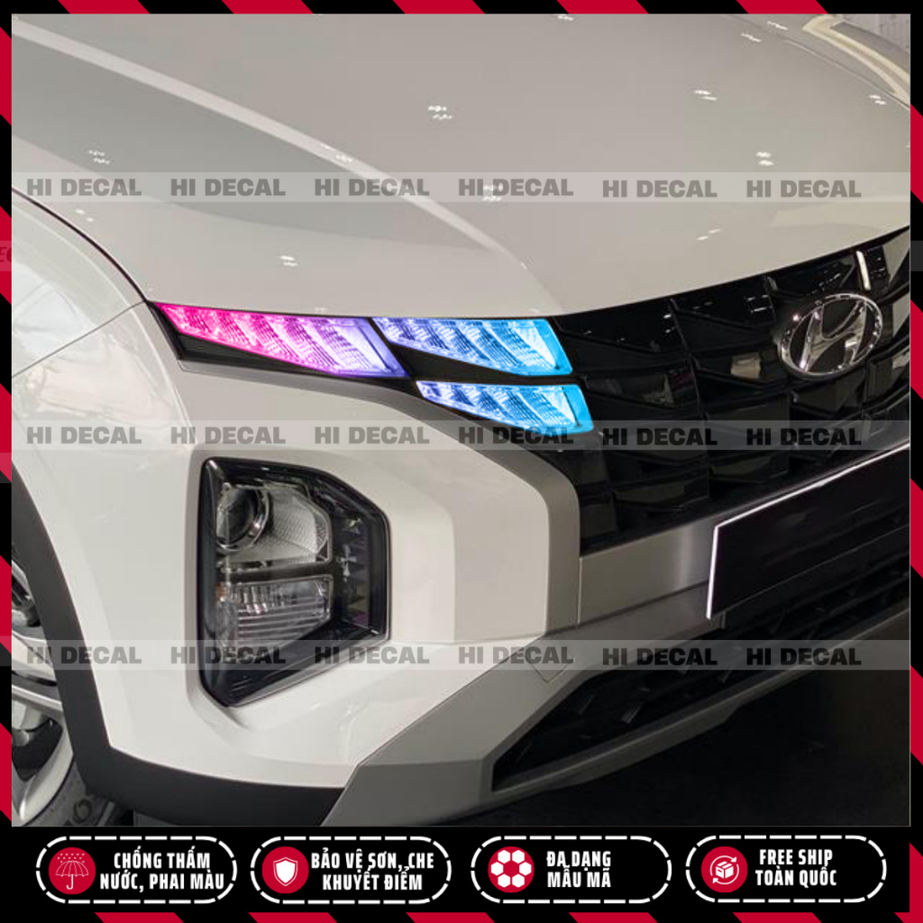Decal đổi màu đèn Creta 2022 - 2024 (1 bộ), decal dán đèn đổi màu, tem trang trí xe bền màu, bảo vệ đèn xe