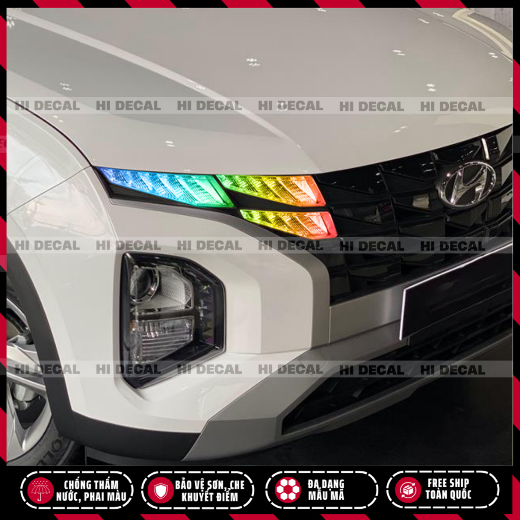 Decal đổi màu đèn Creta 2022 - 2024 (1 bộ), decal dán đèn đổi màu, tem trang trí xe bền màu, bảo vệ đèn xe