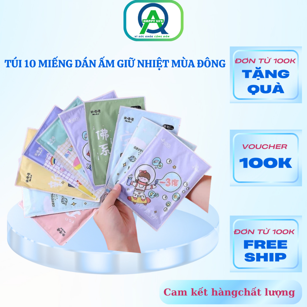 Miếng dán giữ ấm QA HAPPY LIFE hỗ trợ giảm đau bụng kinh (10 miếng) - Hình ảnh thực tế