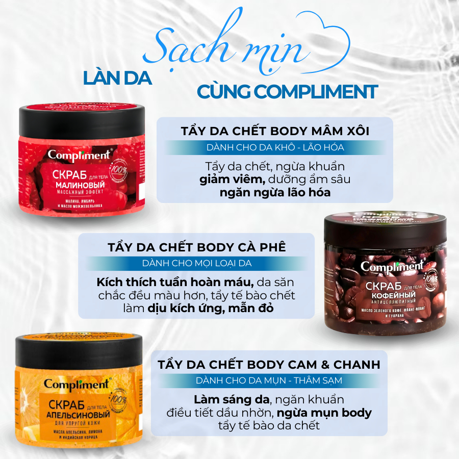 Ảnh Tẩy Da Chết Cho Cơ Thể Compliment 400ml Giúp Da Mềm Mượt, Bóng Khỏe, Sáng Mịn 3
