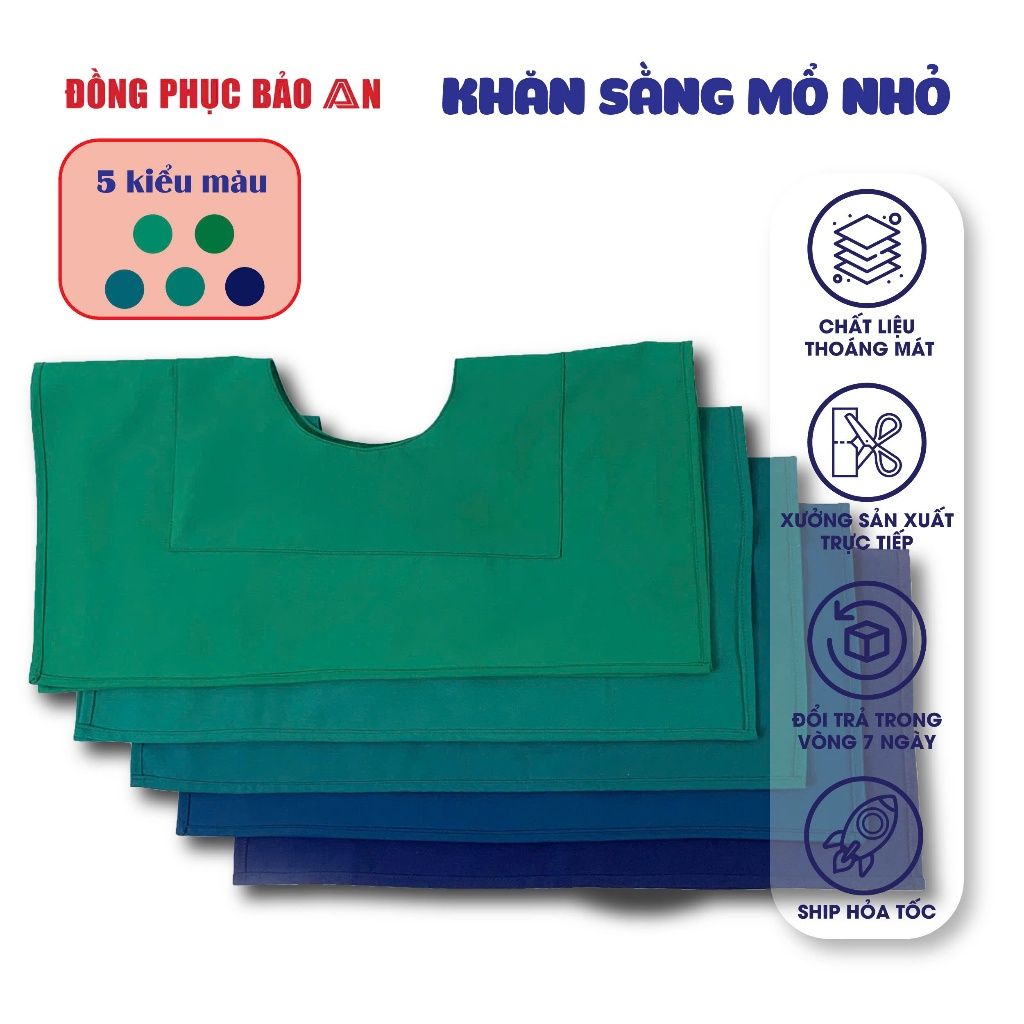 Săng Y Tế Lỗ Tròn Vải Kaki Cotton Màu Xanh Chuyên Dụng - Dùng Cho Nha Khoa, Spa, Thẩm Mỹ Viện