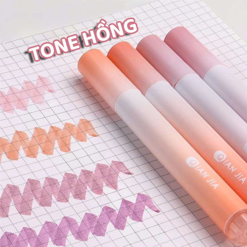 Bộ Bút Highlight Màu Macaron Gradient, Set 4 Bút Dạ Quang Màu Pastel, Bút Đánh Dấu Màu Tiện Lợi