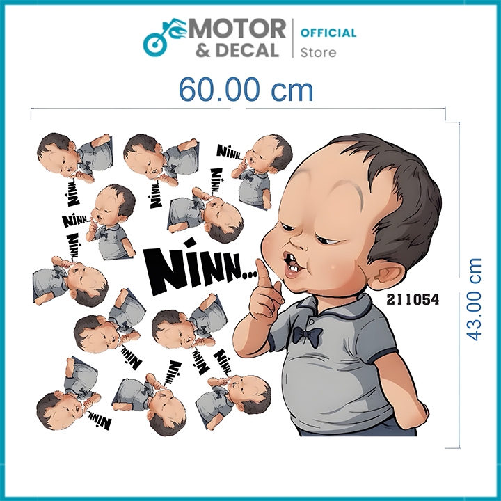Sticker Em bé Nín Hình dán trang trí siêu Cute - Tem UV in 3D nền trong ...
