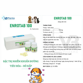 Thuốc thú y ENROTAB - Thuốc viên trị đường hô hấp tiêu hóa tiết niệu trên chó mèo, gia cầm