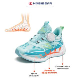 Giày trẻ em Hobibear AS8661 xanh trắng có khóa xoay, giày thể thao đế mềm cho bé