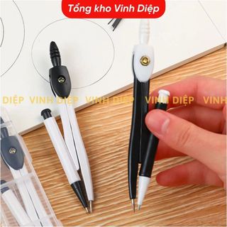 Bộ Compa Chì Bấm Học Sinh Basic Kèm Hộp Kim Chì, Compa Vẽ Kỹ Thuật