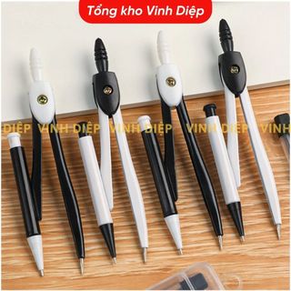 Bộ Compa Chì Bấm Học Sinh Basic Kèm Hộp Kim Chì, Compa Vẽ Kỹ Thuật