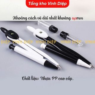 Bộ Compa Chì Bấm Học Sinh Basic Kèm Hộp Kim Chì, Compa Vẽ Kỹ Thuật
