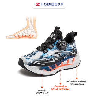 Giày bé trai Hobibear AS8661 xanh navy có khóa xoay tiện lợi, giày thể thao nhẹ bền dành cho trẻ em.