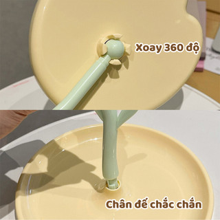 Gương Decor Để Bàn Trang Điểm Hình Hoa Tulip Đáng Yêu, Gương Chỉnh Góc Độ Nét Cao Phong Cách Hàn