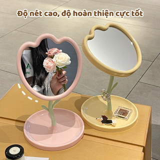 Gương Decor Để Bàn Trang Điểm Hình Hoa Tulip Đáng Yêu, Gương Chỉnh Góc Độ Nét Cao Phong Cách Hàn