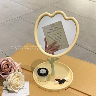 Gương Decor Để Bàn Trang Điểm Hình Hoa Tulip Đáng Yêu, Gương Chỉnh Góc Độ Nét Cao Phong Cách Hàn