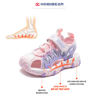 Sandal bé gái Hobibear bít mũi AU8173 hồng pastel, dép quai hậu cho bé đi học
