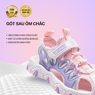 Sandal bé gái Hobibear bít mũi AU8173 hồng pastel, dép quai hậu cho bé đi học