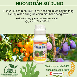 Phân vi lượng siêu Canxi Bo, xanh lá, hoa và trái non lọ Bình Điền Vươn Xanh (hũ 100ml)
