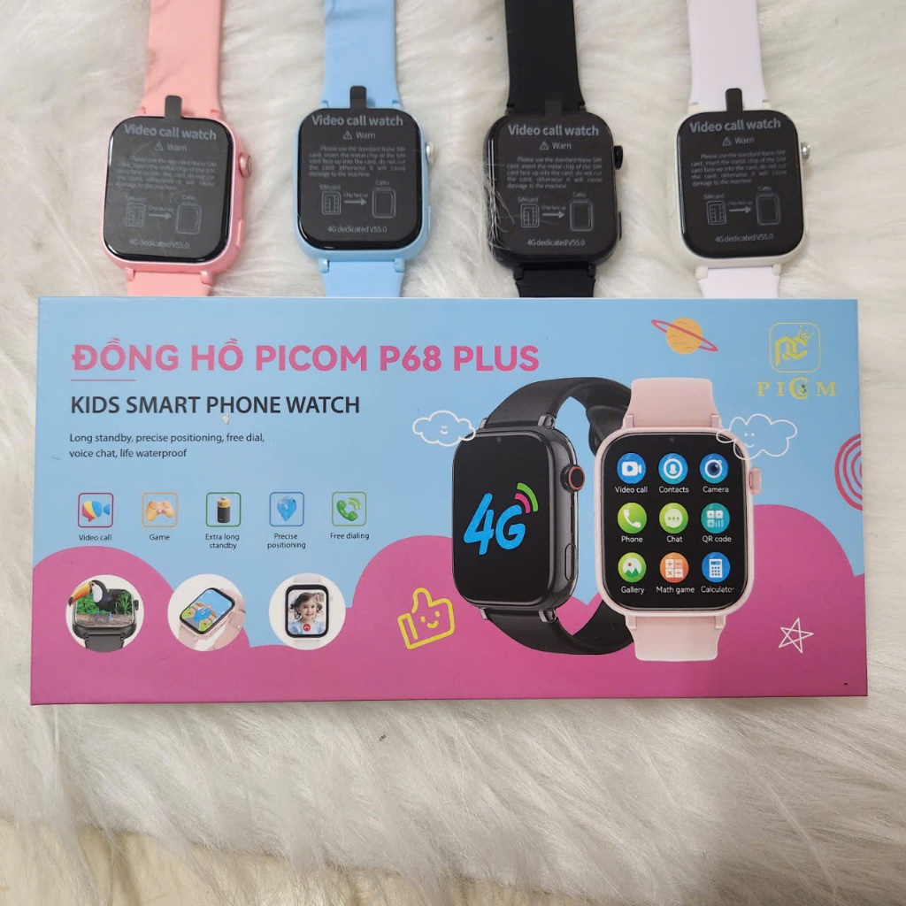 Đồng hồ thông minh trẻ em PICOM P68 plus lắp sim 4G. Định vị. Gọi VIDEO ...