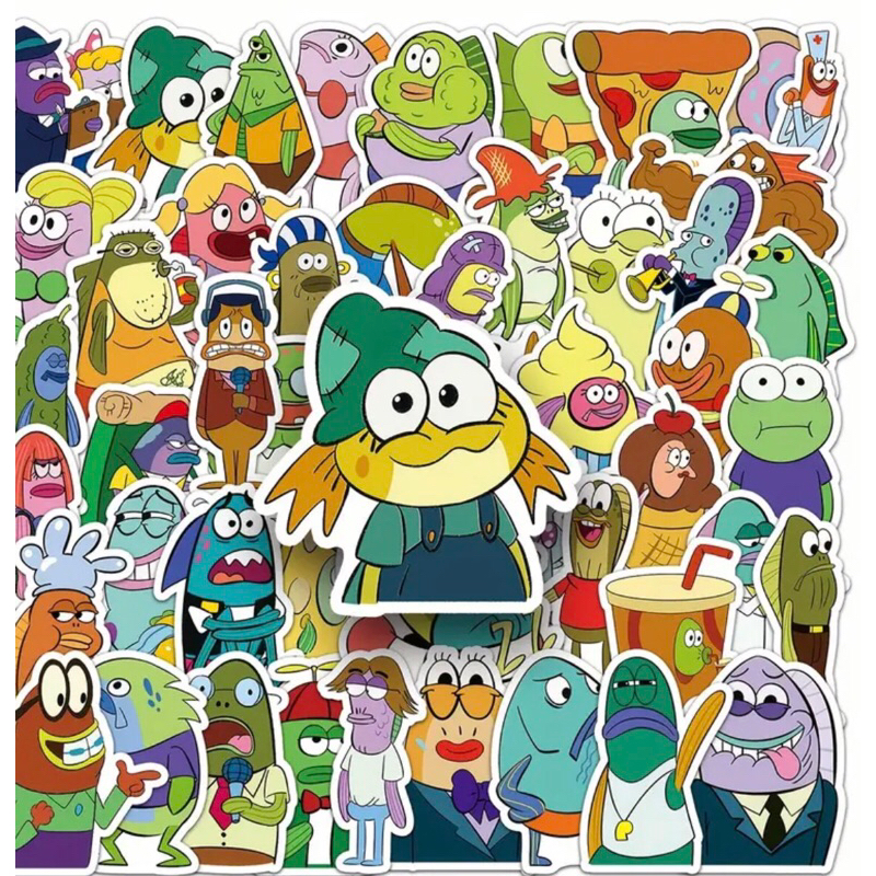 60 Sticker Fish Mad Sticker trang trí laptop,mũ bảo hiểm,vali chống nước.