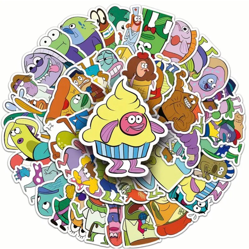 60 Sticker Nhân vật hoạt hình Cá Mát ( madfish ) siêu bựa trang trí mũ bảo hiểm xe đạp ly nước