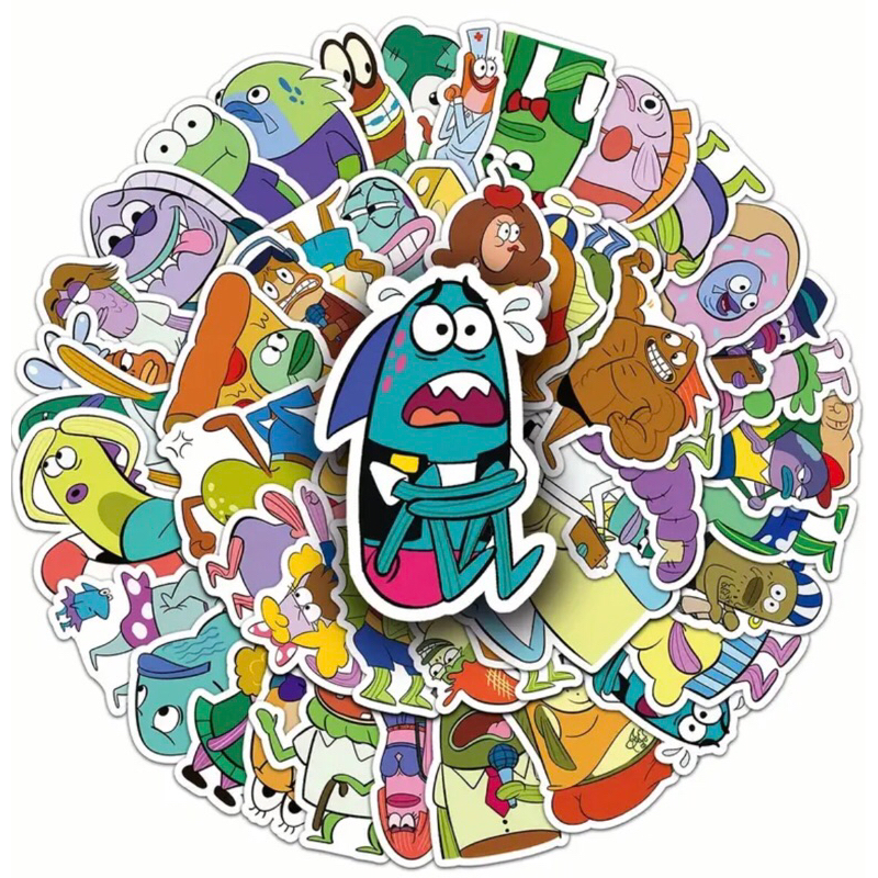 60 Sticker Nhân vật hoạt hình Cá Mát ( madfish ) siêu bựa trang trí mũ bảo hiểm xe đạp ly nước