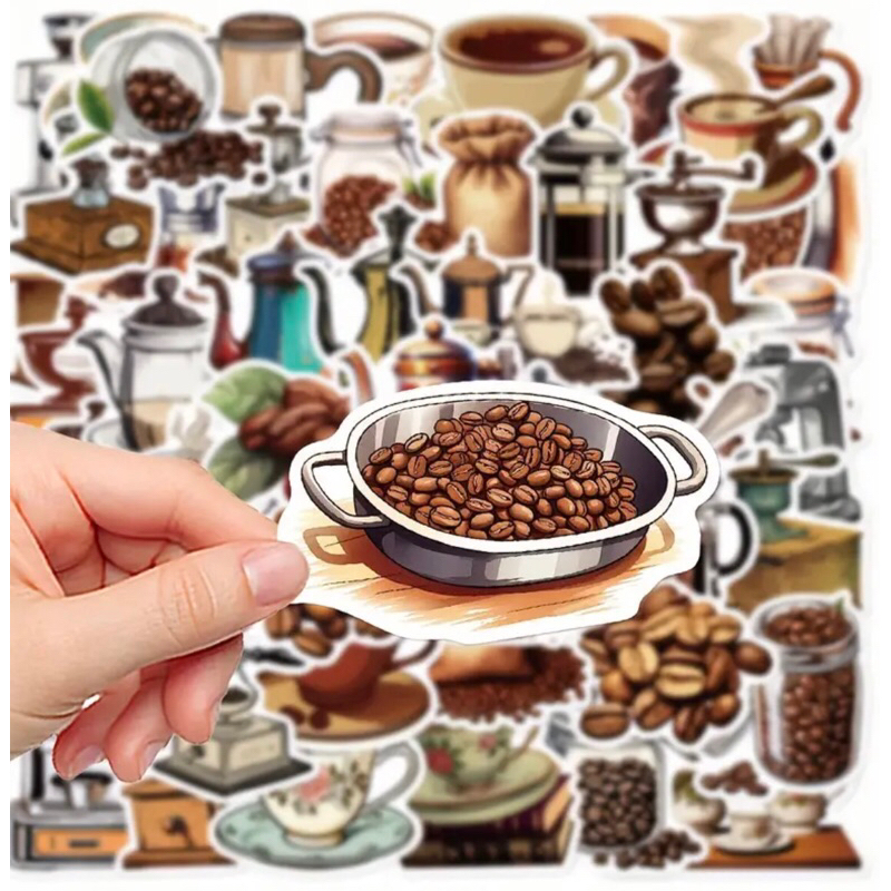 100 sticker Ly cà phê đậm chất Việt Nam trang trí quán cà phê không gian ăn uống ,ốp lưng điện thoại mũ bảo hiểm.